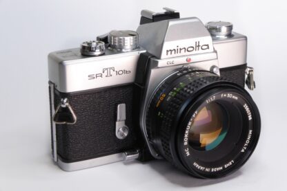 Minolta SRT-101b 35mm Film SLR - front top oblique