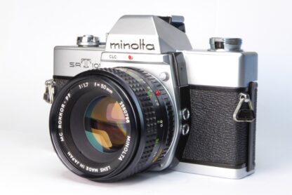 Minolta SRT-101b 35mm Film SLR - front oblique view