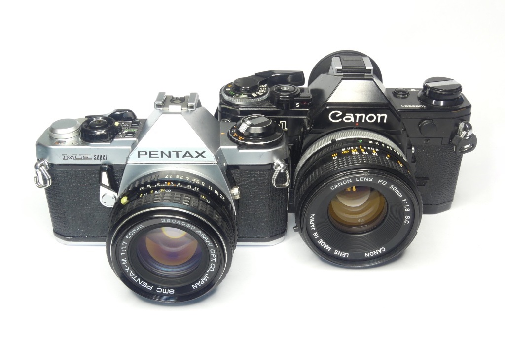 Pentax ME Super and Canon AE-1