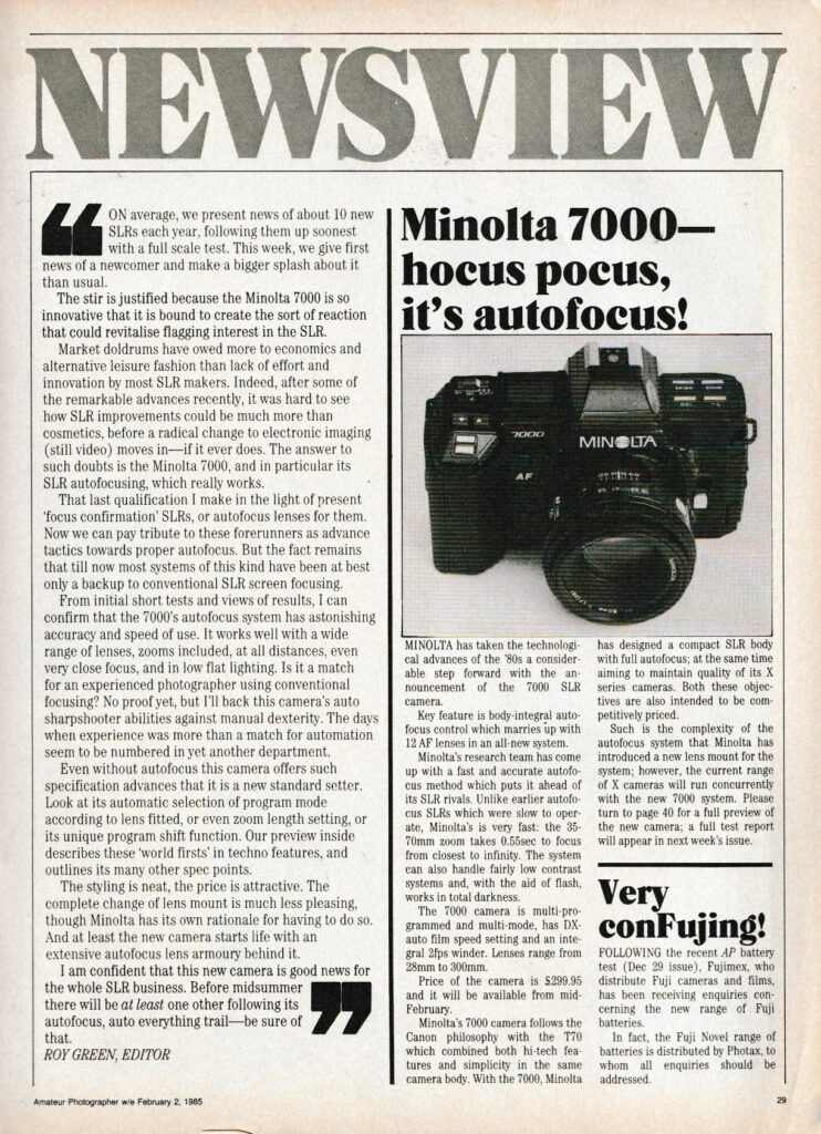 Minolta Maxxum 7000 Review